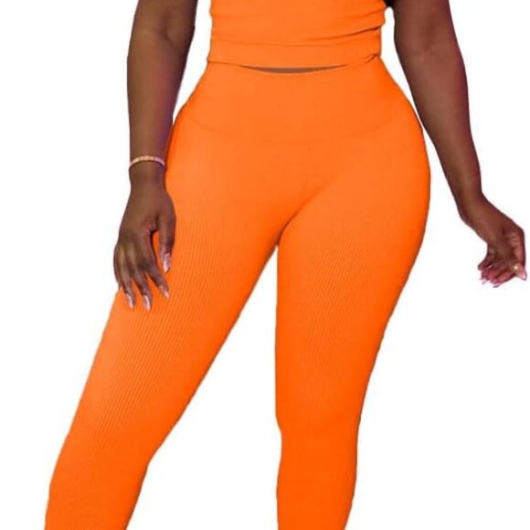 Contemporary Women’s Casual Ribbed Shorts Set - High Waist Leggings Included - Picture 1 of 4